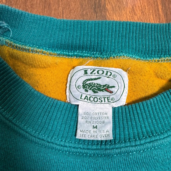 Vintage Izod Lacoste Colorblock Crewneck Sweatshirt 80s/90s Size Medium - Picture 3 of 8